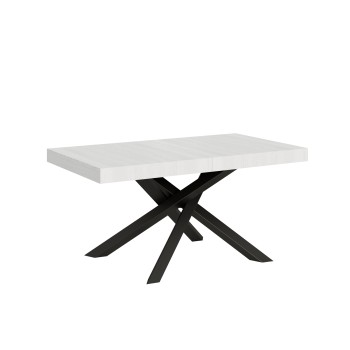 Tavolo Volantis telaio Antracite - Tavolo allungabile 90x160/264 cm Volantis Bianco Frassino telaio Antracite