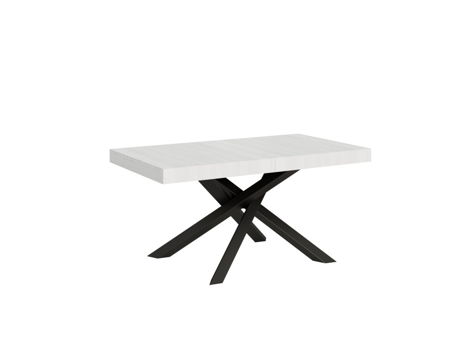 Tavolo Volantis telaio Antracite - Tavolo allungabile 90x160/264 cm Volantis Bianco Frassino telaio Antracite