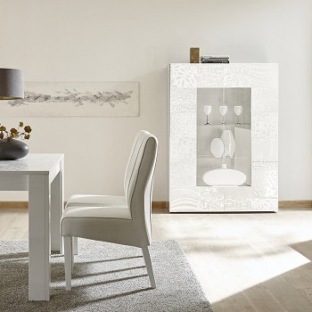 Vetrina 2 ante in Vetro MIRO 121x166x43 cm colore bianco