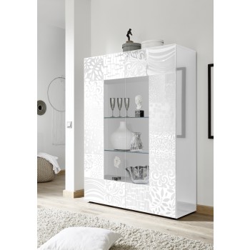 Vetrina 2 ante in Vetro MIRO 121x166x43 cm colore bianco